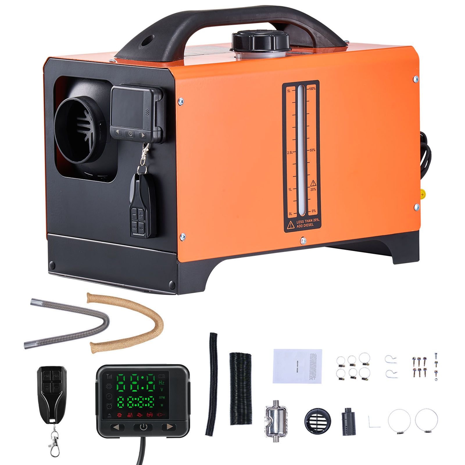 diesel air heater, 8 kw dc12 24v, fast heating diesel parking heater with remote control and square color digital display, low noise, voice announcement, for rv, truck, camper, boat and trailer