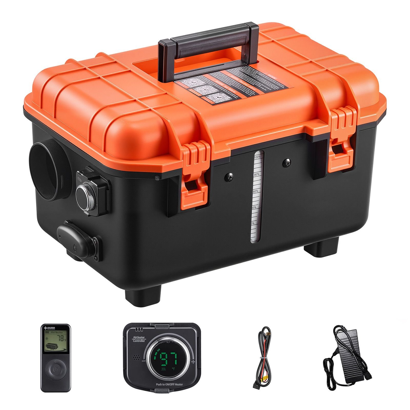 diesel heater, 8kw, dc 12v/24v, all in one portable diesel air heater with remote control and lcd screen, fast heating low noise, 1.1 gal fuel tank for trucks, vans, rvs, campers, and garages