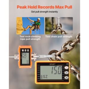 digital crane scale, 2200 lbs/1000 kg, industrial heavy duty hanging scale with remote control, cast aluminum case & lcd screen, high precision for construction, factory, farm, hunting (orange)