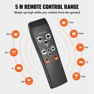 digital crane scale, 2200 lbs/1000 kg, industrial heavy duty hanging scale with remote control, cast aluminum case & led screen, high precision for construction, factory, farm, hunting (orange)