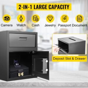 digital depository safe 1.7 cubic feet made of carbon steel electronic code lock depository safe with deposit slot with two emergency keys depository box for home hotel restaurant and office