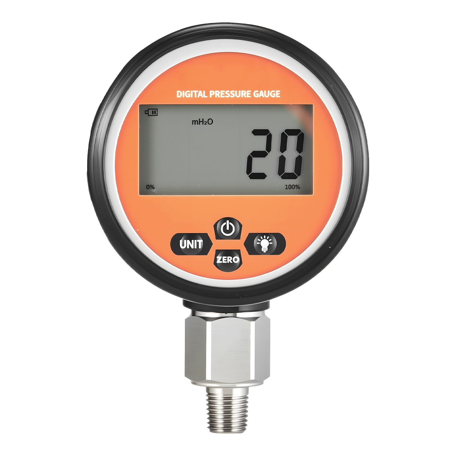 digital hydraulic pressure gauge, 0 10000 psi (0 700 bar) hydraulic pressure sensor, manometer tester with 1/4 inch npt base entry for excavator construction machinery, stainless steel housing