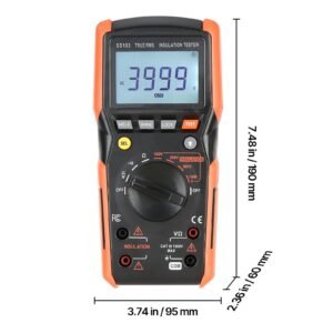digital multimeter, 4000 count trms voltmeter ohmmeter, 1000v ac/dc voltage tester with switchable auto/manual range for voltage, resistance, and continuity measurment