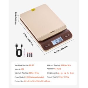 digital shipping postal scale, 0.1 oz high accuracy, 88 lbs postal scale with hold/tare/auto off function, flip holder design & easy calibration, fit for home and office use, battery included