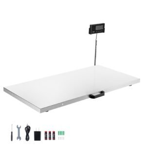 digital shipping scale, 0.1 lbs high accuracy, 660 lbs postal scale with lcd display, hold/tare function & ac/dc power supply, fit for packages, postage, luggage, battery & adapter included