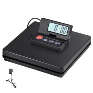 Digital Shipping Scale, 110 lbs x 0.07 oz. Heavy Duty Postal Scale with Timer, Tare, Hold Function, 90° Foldable LCD Screen Package Scale for Laggage, Home, Post Office, AC/DC Powered, FCC Liste