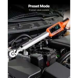 digital torque wrench set, 2 pieces, 1/2, 3/8 inch drive, 72 tooth, ±2% high accuracy electronic torque wrench with preset value, buzzer and led notification, for automotive motorcycle