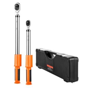 Digital Torque Wrench Set, 2 Pieces, 1/2, 3/8 Inch Drive, 72-Tooth, ±2% High Accuracy Electronic Torque Wrench with Preset Value, Buzzer and LED Notification, for Automotive Motorcycle
