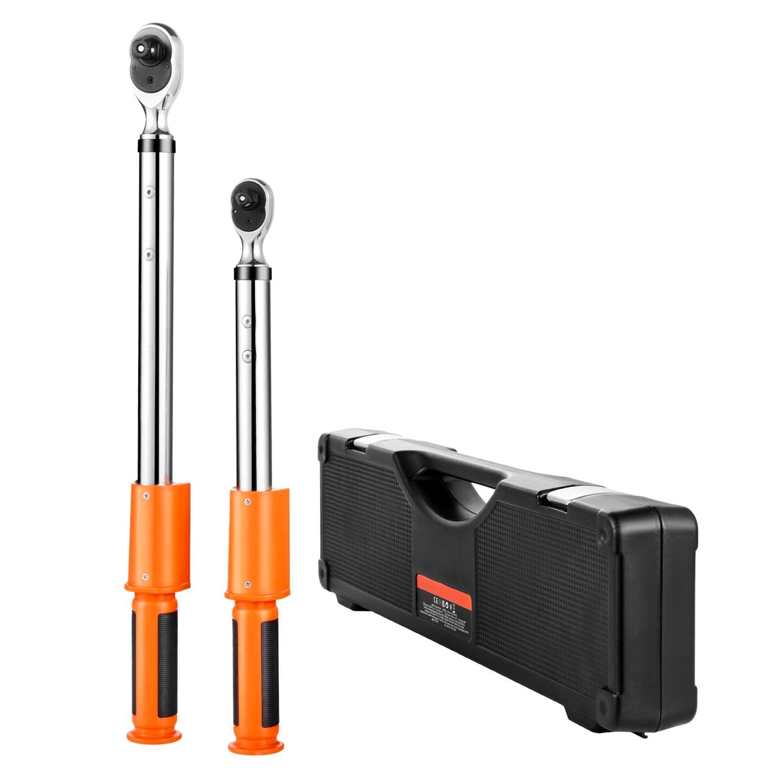 digital torque wrench set, 2 pieces, 1/2, 3/8 inch drive, 72 tooth, ±2% high accuracy electronic torque wrench with preset value, buzzer and led notification, for automotive motorcycle