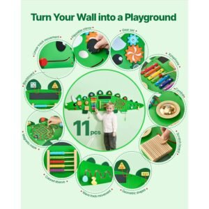 dinosaur activity wall busy board panels, 11 activities, montessori sensory wall toy for kids 3 12 years, montessori learning activity center, ideal for toddler playroom nursery classroom