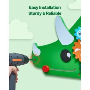 dinosaur activity wall busy board panels, 11 activities, montessori sensory wall toy for kids 3 12 years, montessori learning activity center, ideal for toddler playroom nursery classroom