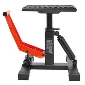 dirt bike lift stand, motorcycle jack lift stand 440 lbs capacity and hydraulic lift operation, adjustable height hoist table, for dirt pit bike repair, maintenance, dirt bike accessories