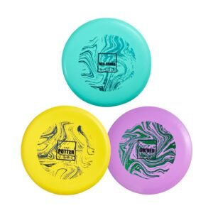 disc golf set, 3 pack disc golf starter set, beginners flying discs for full body strength training, with putter, mid range, driver, pdga approved, for outdoor backyard, lawn, beach, and park