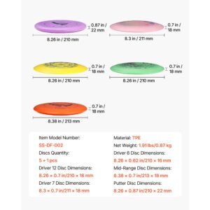 disc golf set, 5 pcs beginners flying discs, disc golf starter set for full body strength training, with putter, mid range, driver, mini marker, pdga approved for outdoor backyard, lawn, beach