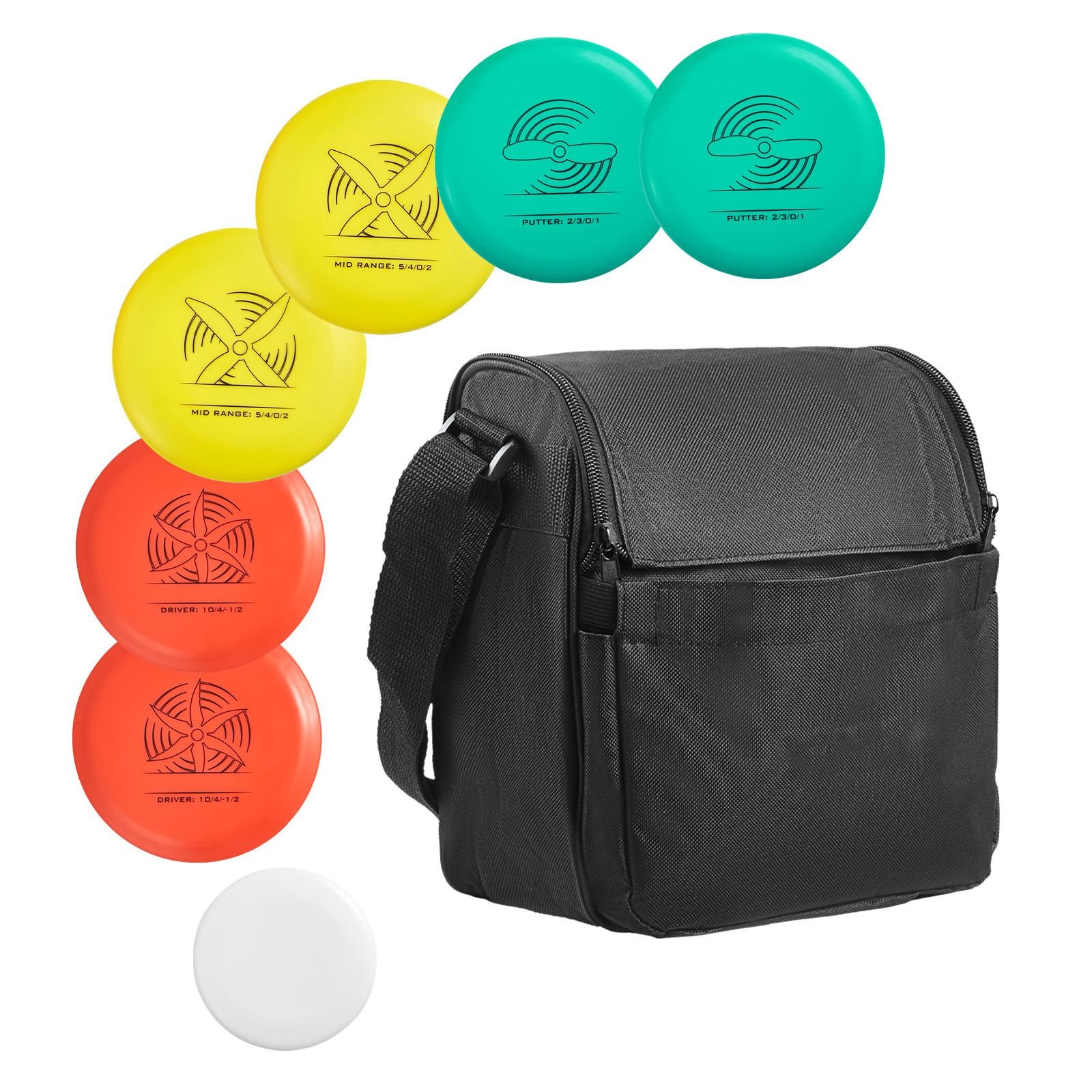 disc golf set, 6 pcs flying discs for beginners, disc golf starter set, with putter, mid range, driver, including mini marker, portable backpack, for outdoor backyard, lawn, beach, and park