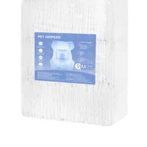 disposable dog diapers, super absorbent female dog diapers, 360° leak proof female doggy pet diaper with wetness indicator for heat period, training, incontinence m, 144 count (2 packs of 72)