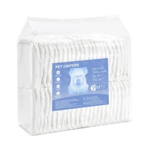 disposable dog diapers, super absorbent female dog diapers, 360° leak proof female doggy pet diaper with wetness indicator for heat period, training, incontinence m, 144 count (2 packs of 72)