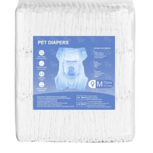 disposable dog diapers, super absorbent female dog diapers, 360° leak proof female doggy pet diaper with wetness indicator for heat period, training, incontinence m, 144 count (2 packs of 72)