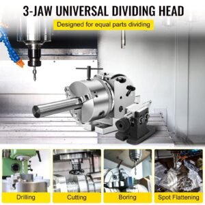 dividing head bs 0 5inch 3 jaw chuck dividing head set precision semi universal dividing head for milling machine rotary table tailstock milling set (5 inch chuck)