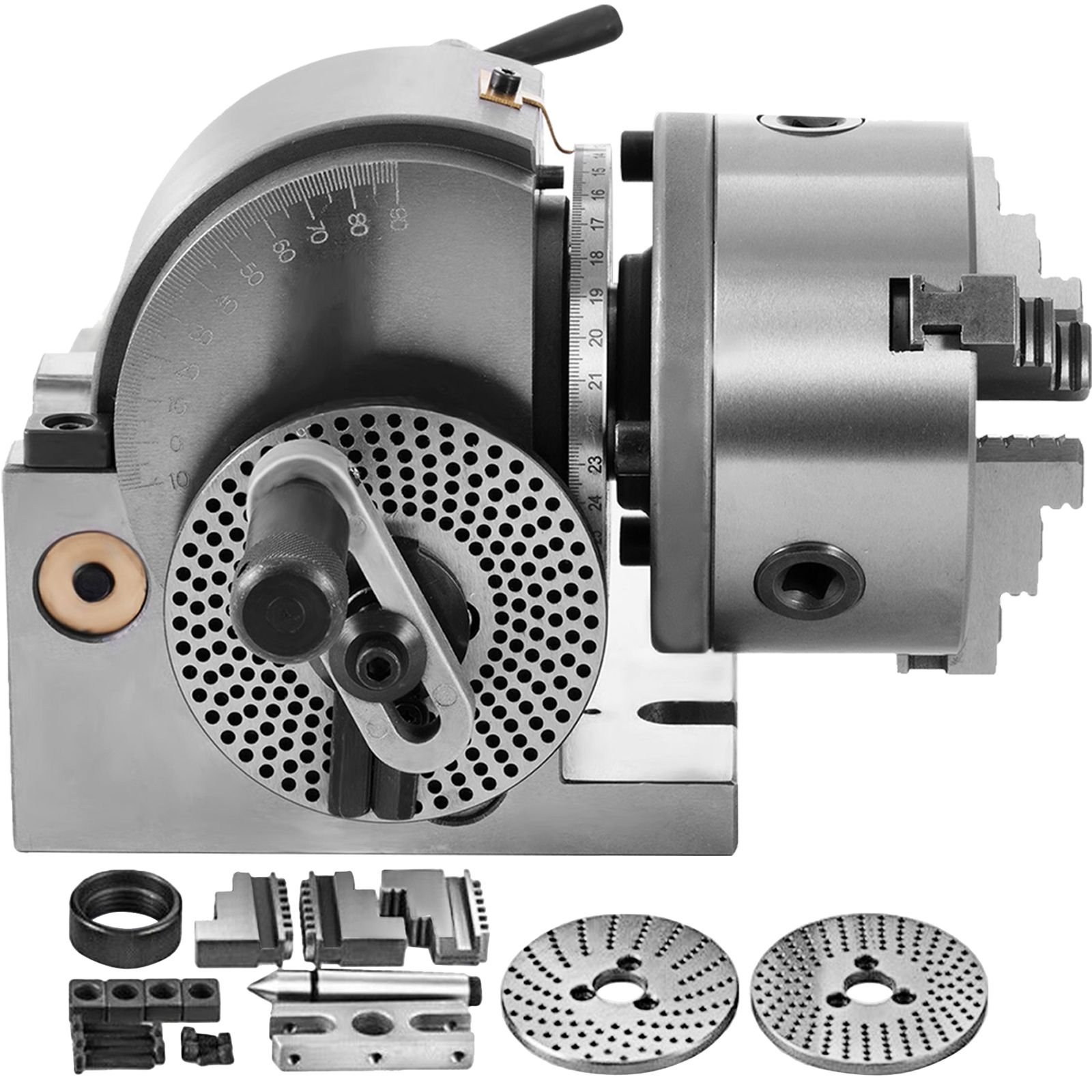 dividing head bs 0 5inch 3 jaw chuck dividing head set precision semi universal dividing head for milling machine rotary table tailstock milling set (5 inch chuck)