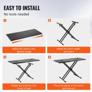 dj table stand, (32" 43") x 18" portable dj laptop and controller stand, lightweight dj desk dj booth adjustable height dj stand, foldable double x keyboard stand & tabletop, audio mixer stand