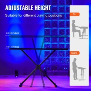 dj table stand, (32" 43") x 18" portable dj laptop and controller stand, lightweight dj desk dj booth adjustable height dj stand, foldable double x keyboard stand & tabletop, audio mixer stand