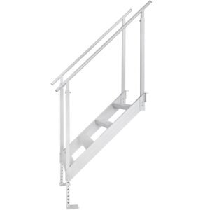 Dock Ladder 4 Step, Dock Stairs 30''-38'' Adjustable Height, 500 lbs Load Capacity, Aluminum Pontoon Boat Ladder with Dual Handrails & Nonslip Mat for Ship/Lake/Pool/Marine Boarding