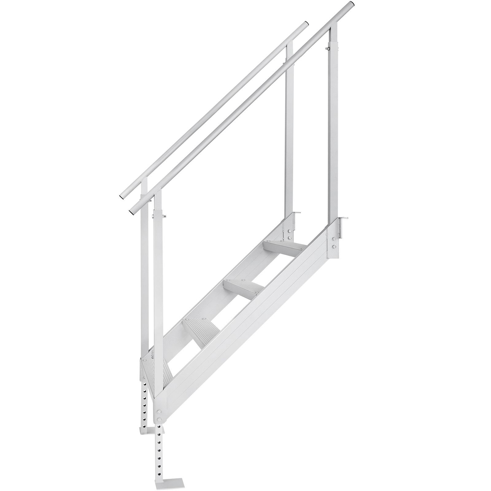 dock ladder 4 step, dock stairs 30'' 38'' adjustable height, 500 lbs load capacity, aluminum pontoon boat ladder with dual handrails & nonslip mat for ship/lake/pool/marine boarding
