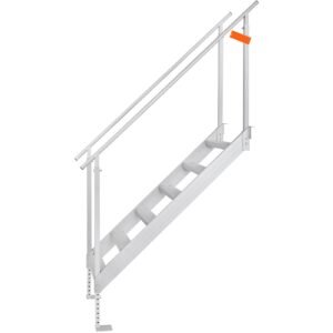 dock ladder, 43'' 51'' adjustable height, 500 lbs load capacity, aluminum alloy 6 steps pontoon boat ladder with dual handrails & nonslip mat, ideal for ship/lake/pool/marine boarding
