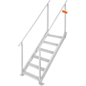 Dock Ladder, 43''-51'' Adjustable Height, 500 lbs Load Capacity, Aluminum Alloy 6 Steps Pontoon Boat Ladder with Dual Handrails & Nonslip Mat, Ideal for Ship/Lake/Pool/Marine Boarding