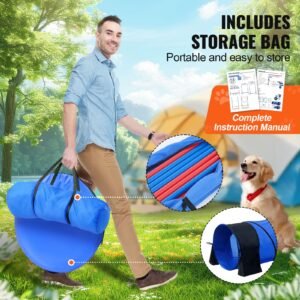 dog agility training equipment, 7 pcs set w/ adjustable high hurdles,6 weave poles,2 tunnels,jump ring,pause box,whistle,foldable bowl,puppy obstacle course kit w/ 3 bags