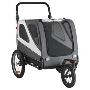 Dog Bike Trailer, Supports up to 100 lbs, 2-in-1 Pet Stroller Cart Bicycle Carrier for Small & Large Dogs, Easy Folding Frame with Quick Release Wheel, Universal Bicycle Coupler, Internal Leash