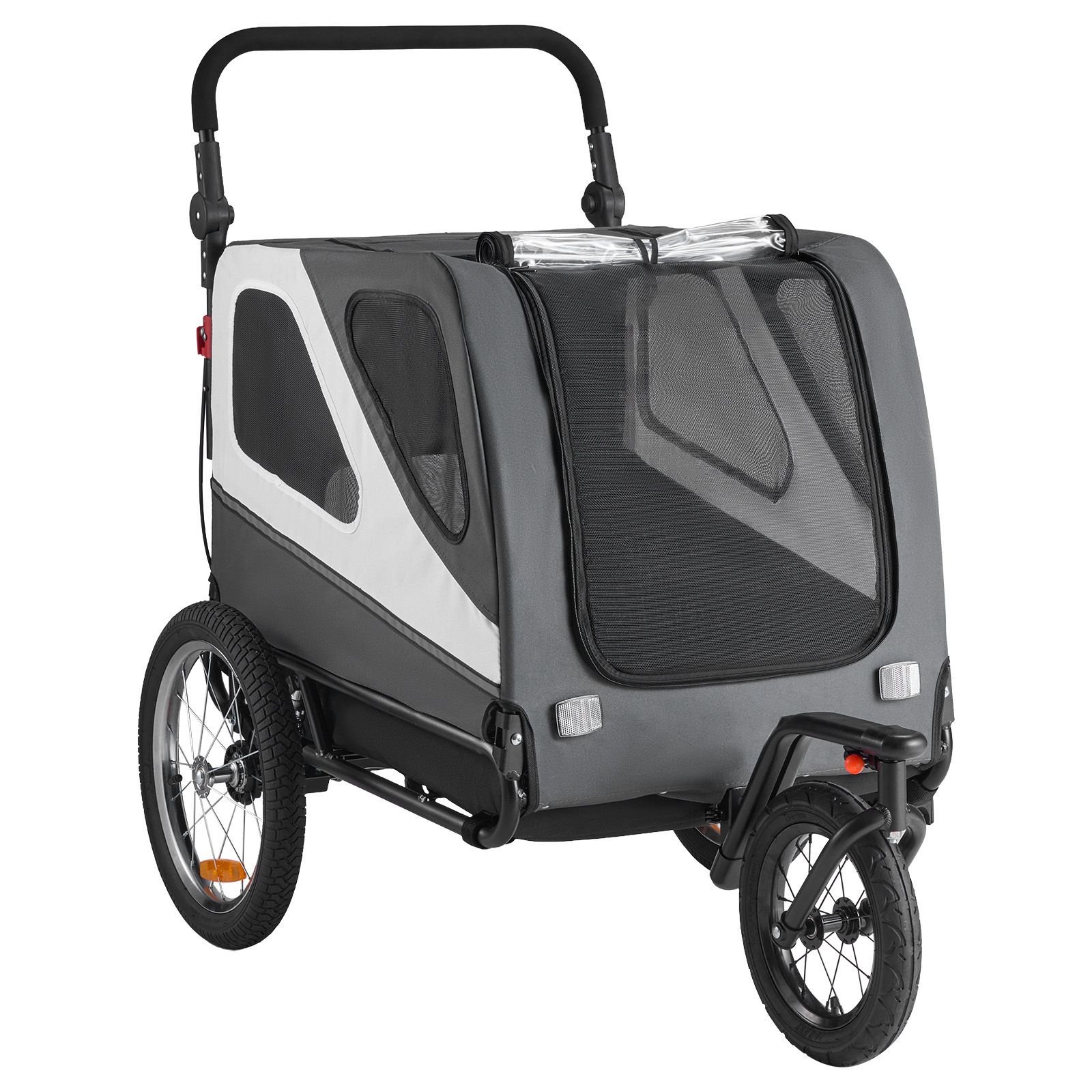 dog bike trailer, supports up to 100 lbs, 2 in 1 pet stroller cart bicycle carrier for small & large dogs, easy folding frame with quick release wheel, universal bicycle coupler, internal leash