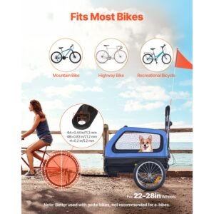 dog bike trailer, supports up to 88 lbs, 2 in 1 pet stroller cart bicycle carrier for small & large dogs, easy folding frame with quick release wheel, universal bicycle coupler, internal leash
