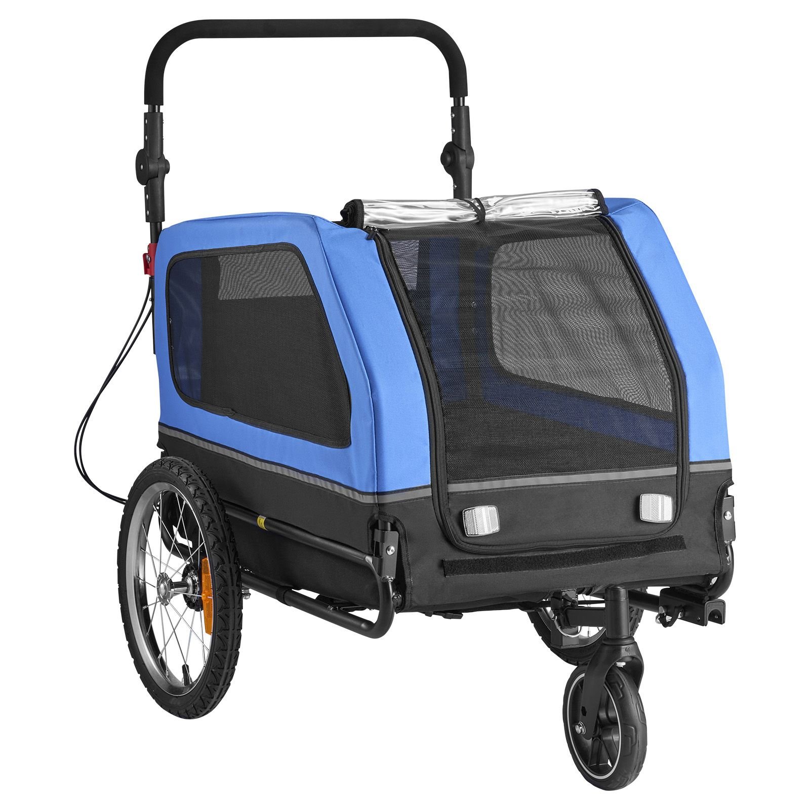 dog bike trailer, supports up to 88 lbs, 2 in 1 pet stroller cart bicycle carrier for small & large dogs, easy folding frame with quick release wheel, universal bicycle coupler, internal leash