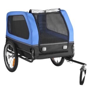 Dog Bike Trailer, Supports up to 88 lbs, Pet Cart Bicycle Carrier for Small & Large Dogs, Easy Folding Frame with Quick Release Wheel, Universal Bicycle Coupler, Reflector, Flag, Internal Leash