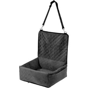 dog car seat, dog booster seat for car with a storage pocket, clip on safety leash, sponge and pp cotton filling, dog car bed for small & medium dog up to 40lbs, black