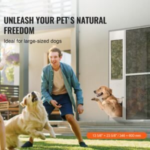 dog door for sliding glass door, 75 7/8" 80 11/16" adjustable height doggy door for sliding doors, aluminum frame tempered glass pet door with hinge structure flap and lock for large sized dogs