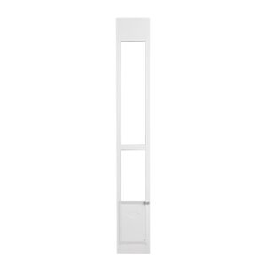 Dog Door for Sliding Glass Door, 75 7/8"-80 11/16" Adjustable Height Doggy Door for Sliding Doors, Aluminum Frame Tempered Glass Pet Door with Hinge Structure Flap and Lock for Small-Sized Dogs