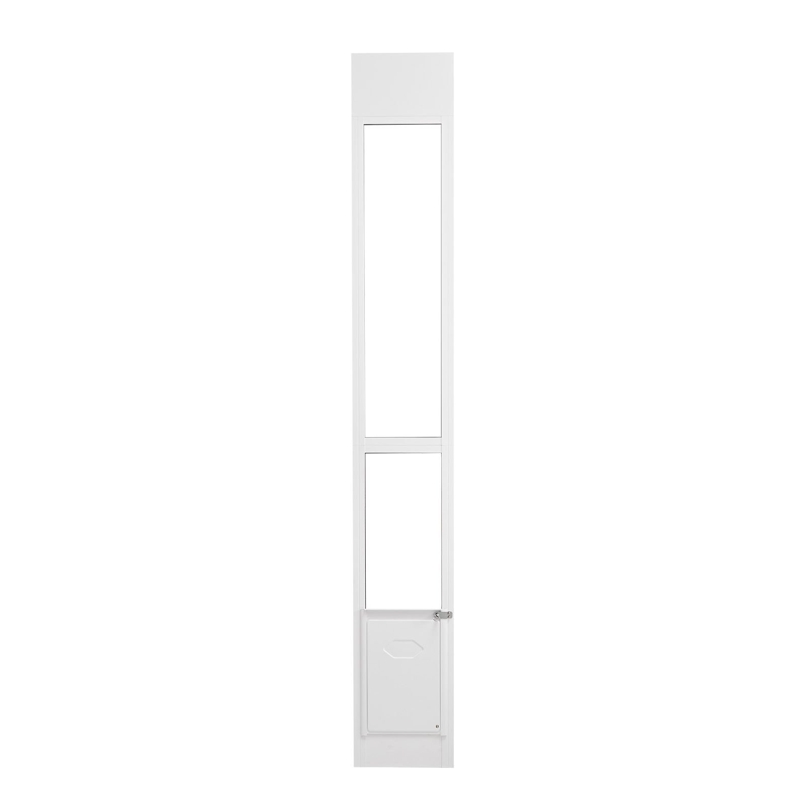 dog door for sliding glass door, 75 7/8" 80 11/16" adjustable height doggy door for sliding doors, aluminum frame tempered glass pet door with hinge structure flap and lock for small sized dogs