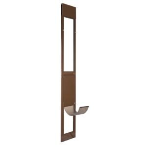 dog door for sliding glass door, 75 7/8 to 80 11/16 in adjustable height, aluminum alloy frame with rotating hinges, lock design, 10 1/4 x 16 1/4 in flap, sliding glass pet door for renters