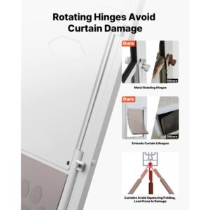 dog door for sliding glass door, 91 to 96 in adjustable height, aluminum alloy frame with metal rotating hinges, lock design, 8 1/4 x 12 1/4 in flap, sliding glass pet door for renters