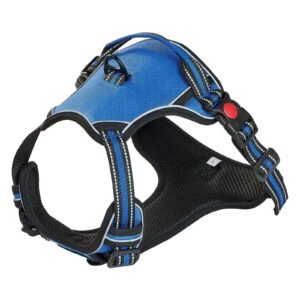 dog harness for large dogs, no pull adjustable dog vest pet harness, with 5ft leash, handle, metal rings, buckles, reflective stitching 600d oxford fabric, for training, walking, and hiking