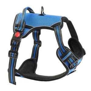 dog harness for large dogs, no pull adjustable dog vest pet harness, with 5ft leash, handle, metal rings, buckles, reflective stitching 600d oxford fabric, for training, walking, and hiking