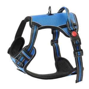 dog harness for large dogs, no pull adjustable dog vest pet harness, with 5ft leash, handle, metal rings, buckles, reflective stitching 600d oxford fabric, for training, walking, and hiking