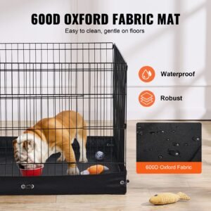 dog playpen, 4 pcs 24 x 36 in panels foldable metal pet exercise pen, dog fence indoor and outdoor pen with door and 600d oxford fabric bottom pad, for dogs, cats and other small animals