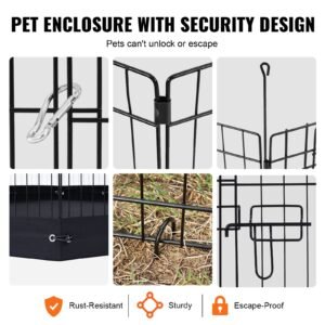 dog playpen, 4 pcs 24 x 36 in panels foldable metal pet exercise pen, dog fence indoor and outdoor pen with door, top cover, and bottom pad, pet playpen for dogs, cats and other small animals