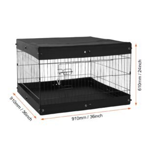 Dog Playpen, 4 Pcs 24 x 36 in Panels Foldable Metal Pet Exercise Pen, Dog Fence Indoor and Outdoor Pen with Door, Top Cover, and Bottom Pad, Pet Playpen for Dogs, Cats and Other Small Animals