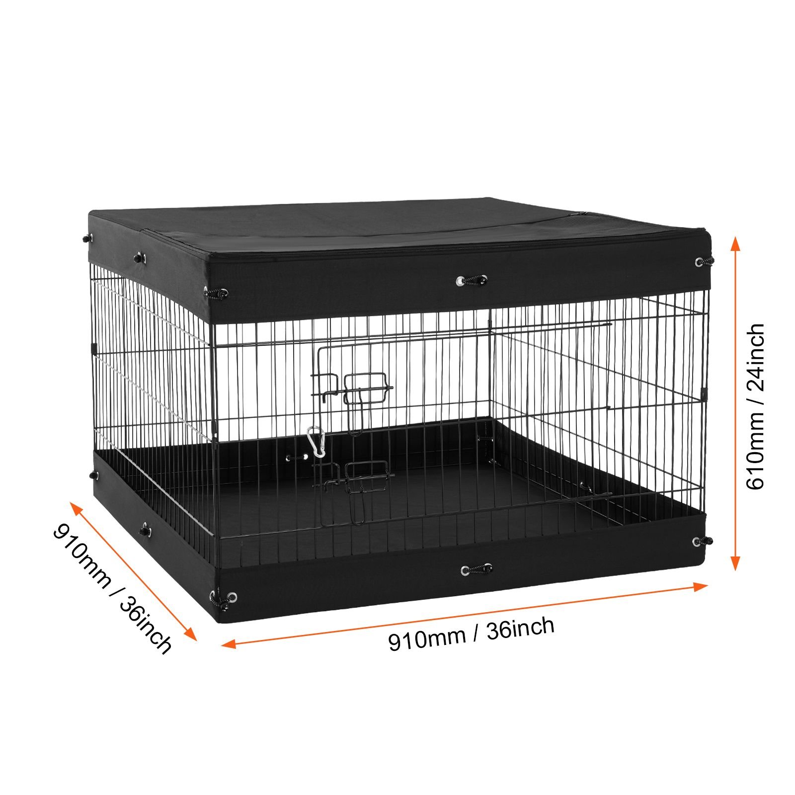 dog playpen, 4 pcs 24 x 36 in panels foldable metal pet exercise pen, dog fence indoor and outdoor pen with door, top cover, and bottom pad, pet playpen for dogs, cats and other small animals