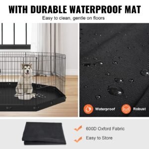 dog playpen, 8 panels foldable metal dog exercise pen with bottom pad, 24" h pet fence puppy crate kennel with ground stakes, indoor outdoor dog pen for small medium pets, for camping, yard